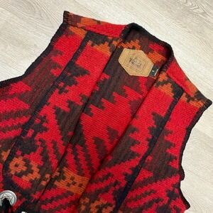 VTG 90s Woolrich Southwestern Wool Aztec Concho Cropped Vest USA Womens M